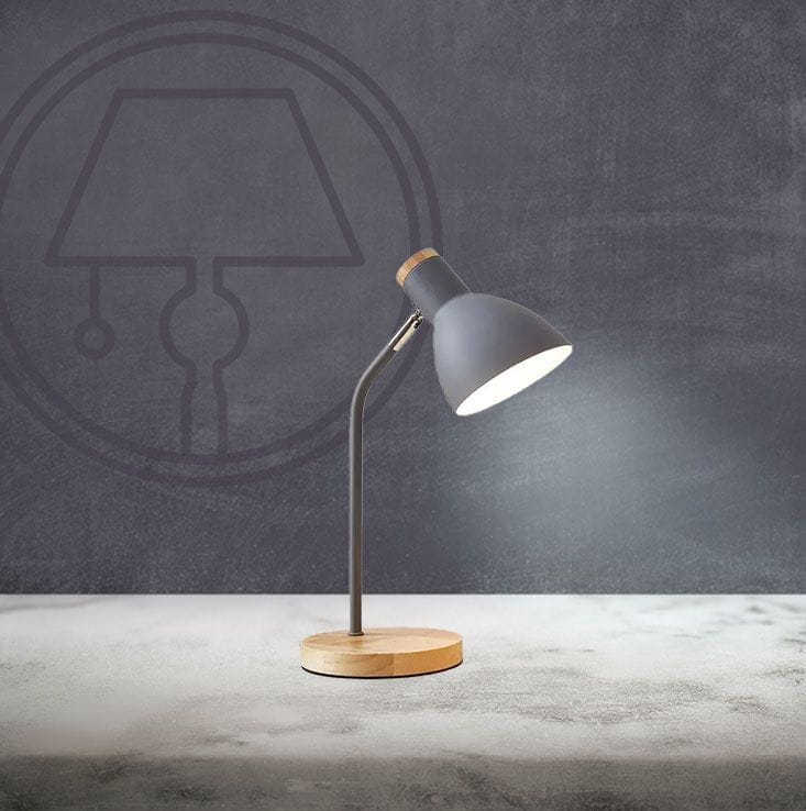 Lampe De Chevet Minimaliste En Bois Et Fer - Calydia